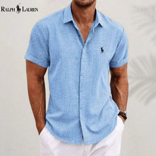 2026 Men's Linen Shirts Short Sleeve Casual Shirts