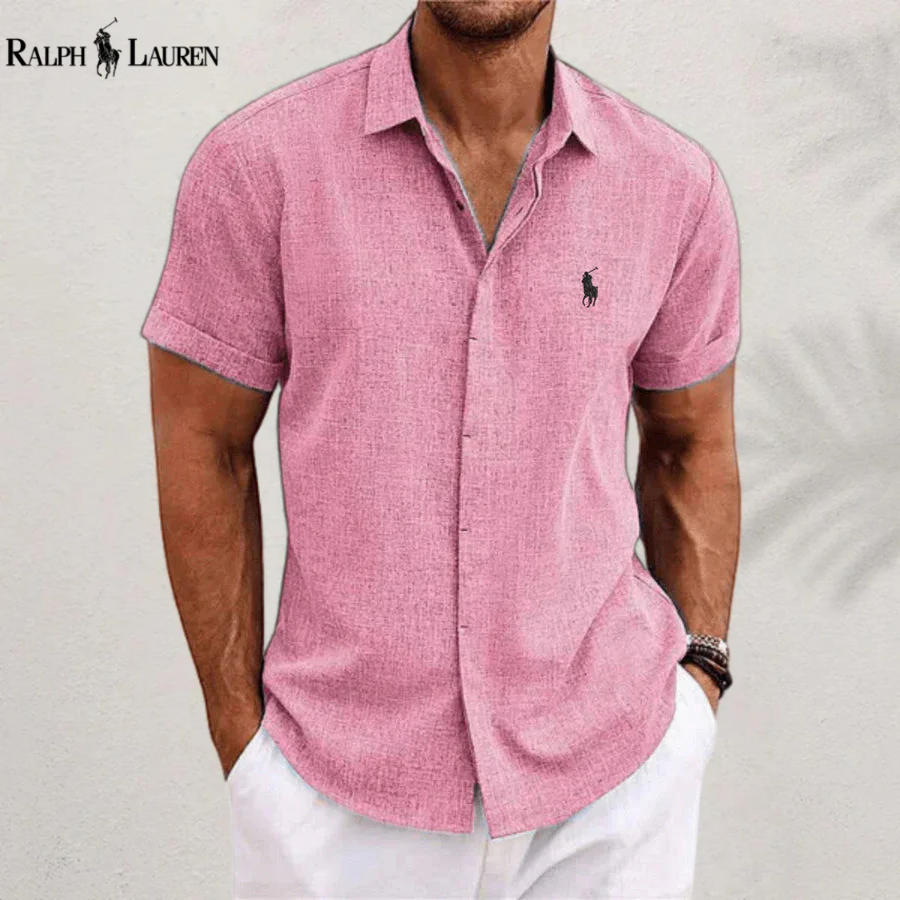 2026 Men's Linen Shirts Short Sleeve Casual Shirts