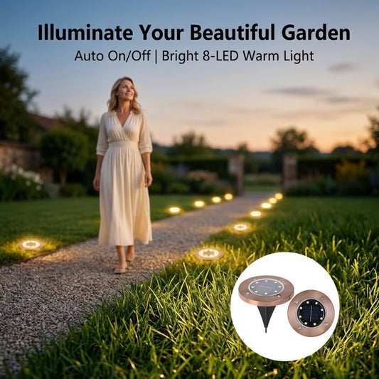 ☀️ Solar Powered 8-LED Ground Lights | Outdoor Pathway Lighting